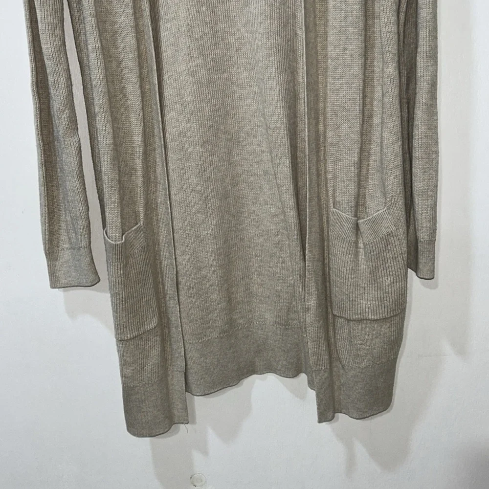 B.P WOMENS OPEN FRONT LONG LINE CARDIGAN BEIGE Sz MD - Picture 4 of 8